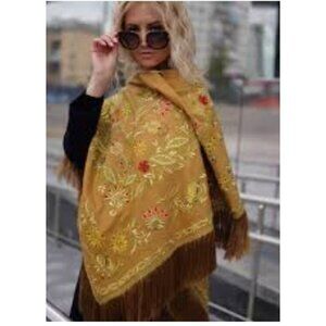 Fashion Embroidered large Paisley Wool /viscose Rugs Shawl Scarf Size 72…